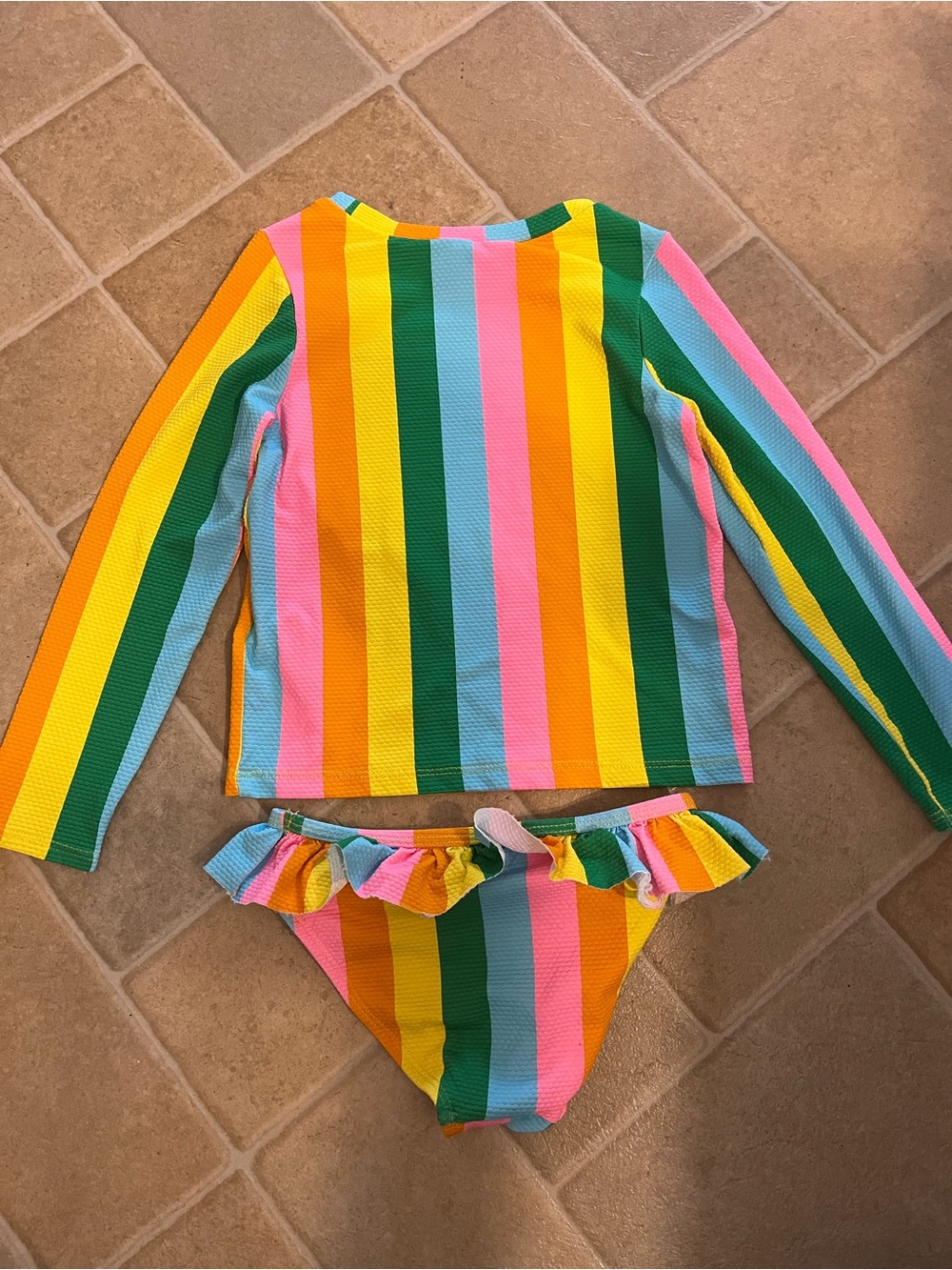 Girls' Rainbow Stripe Long Sleeve Rash Guard Set - Multicolor 3T old navy
